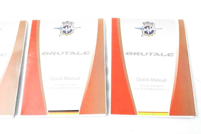 MV AGUSTA BRUTALE 1090 RR SET MANUALI VELOCI QUICK MANUALS 09 - 11 (NO ITALIANO)