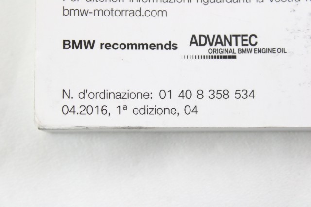 BMW F 700 GS 01408358534 MANUALE USO E MANUTENZIONE K70 14 - 17 OWNER'S HANDBOOK 01408393984